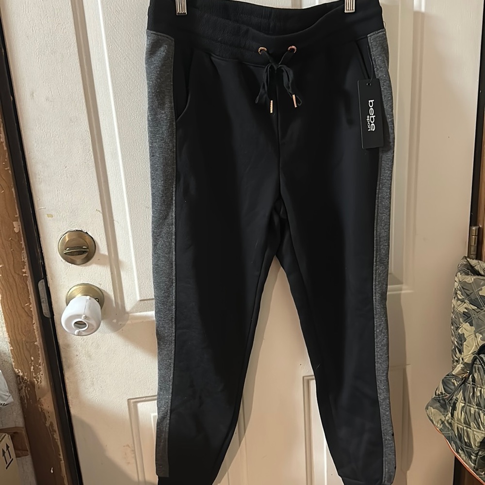 BEBE SPORT JOGGER PANTS: BLACK/GRAY: NWT: SZ M